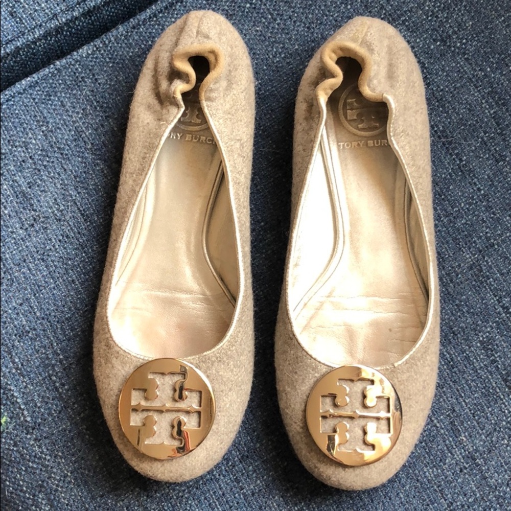 Tory Burch Gray Flannel Flats